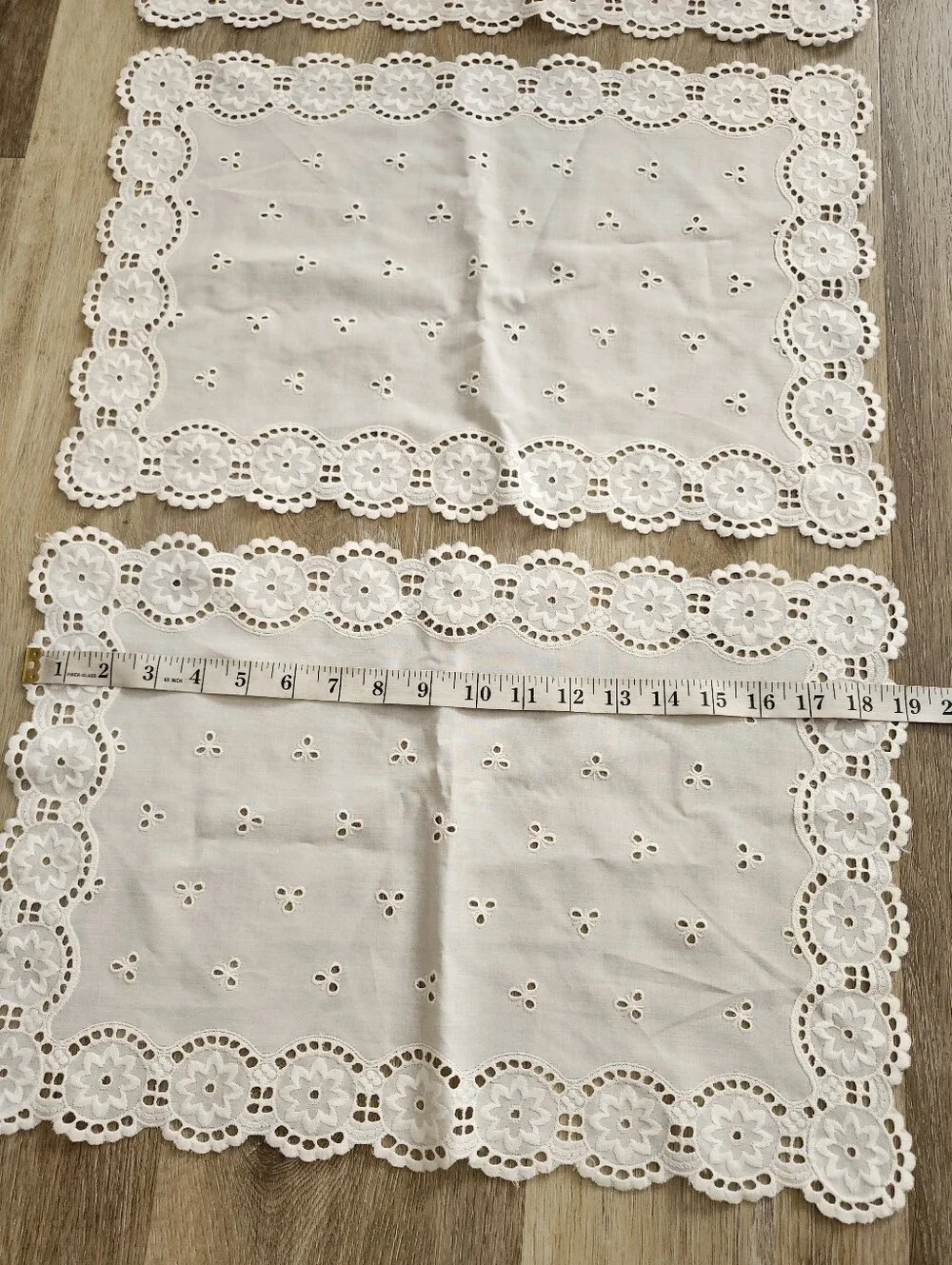 Vintage Lot of 3 Scallop Embroidered Napkins Placemats